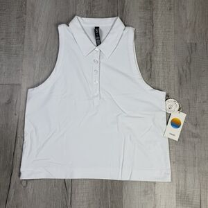 NWT Vuori Pique Polo Athletic Tank Top Women’s Size XL White Preppy Ralph Q